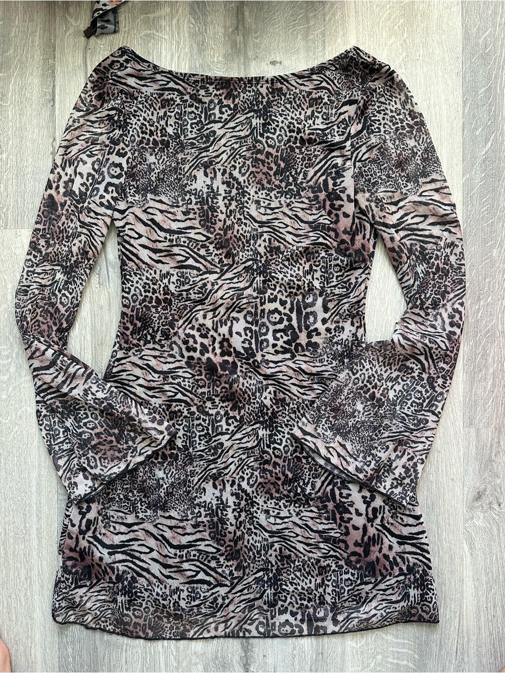 Animal Print Long Sleeve Women’s Dress - Brown